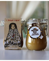 Цветочный мед 700 г в стекле "С Новым годом!" (Фото 1)