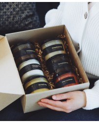 Подарочный набор - коробка крафтовая медовое ассорти (6 баночек меда по 250 г) "С Новым годом!" (Фото 1)
