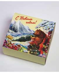 Подарочный набор - коробка крафтовая медовое ассорти (6 баночек меда по 250 г) "С Новым годом!" (Фото 2)
